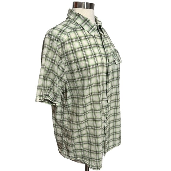 North Face Mens XL Green Plaid Check 100% Cotton Short Sleeve Button Up Shirt - Picture 4 of 11